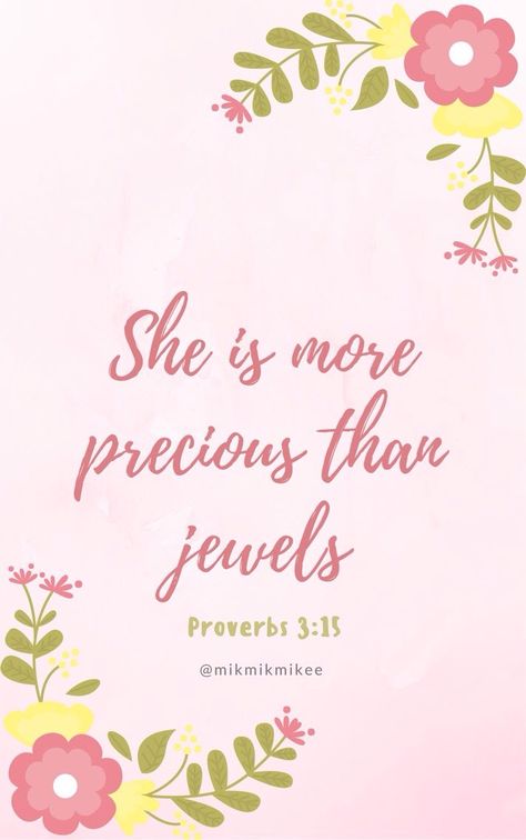 She is more precious than jewels. Proverbs 3:15 Pink Wallpaper/ Lock Screen/ Home Screen by @mikmikmikee #wallpaper #lockscreen #homescreen #iphone #android #bibleverse She Is Far More Precious Than Jewels, She Is More Precious Than Jewels, Proverbs 3 15 Wallpaper, Proverbs 3:15, Bible Verse Lock Screen, Proverbs 3 15, Bible Verses About Prayer, Phone Paper, Christmas Gala