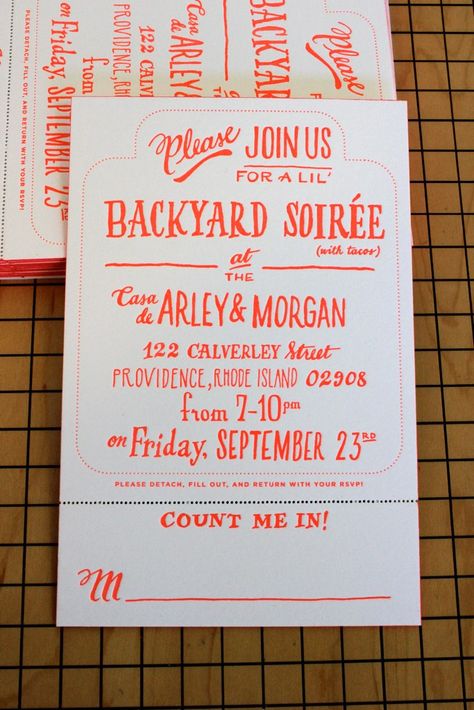 Sabe The Date, Design Invitation, Letterpress Invitations, Letterpress Wedding, Invitation Inspiration, Backyard Bbq, Wedding Stationary, Rehearsal Dinners, Backyard Wedding