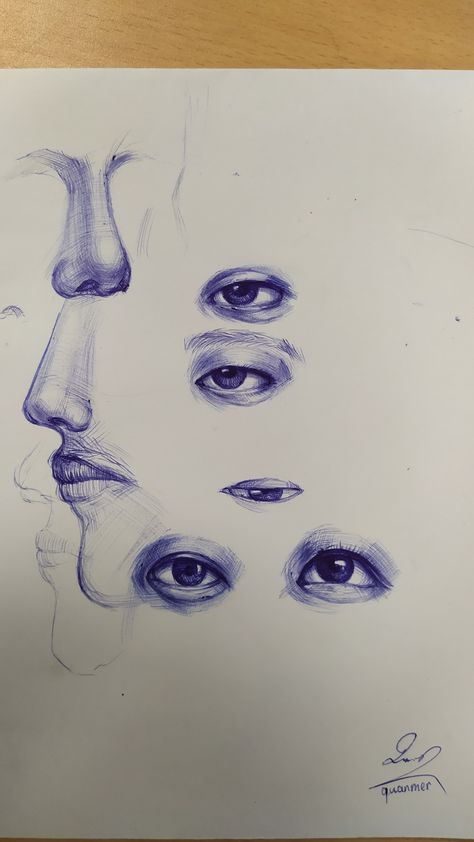 in a boring class Eyes And Nose Drawing, Class Drawing, School Doodles, Portraits Drawing, Nose Drawing, Pen Drawing, Portrait Drawing, Drawing Reference, Sketch Book