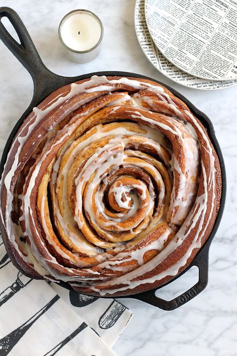 Cinnamon Roll Bake, Two Of A Kind, Ivy House, Cinnamon Milk, King Arthur Flour, Creamy Cheesecake, Cinnamon Buns, Iron Skillet, Cast Iron Skillet