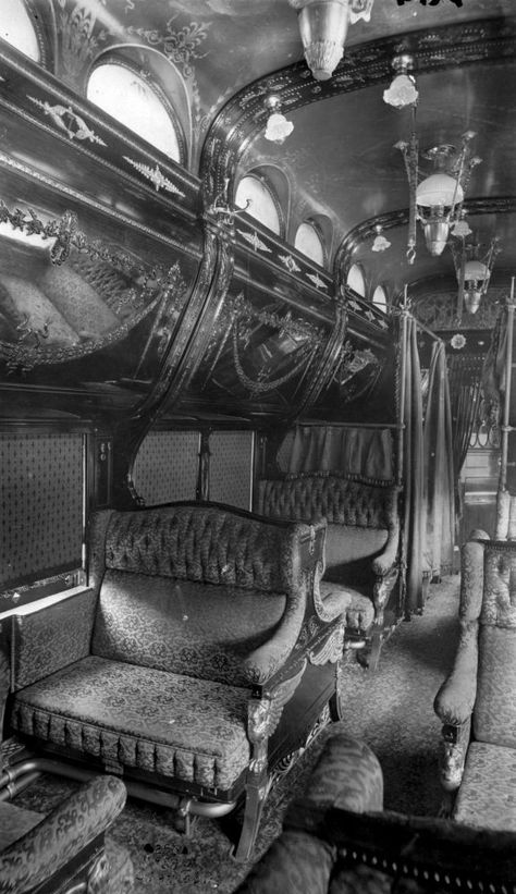 Train Travel in the 1800s - These photos will take you inside the Rococo period Pullman train car. ... Orient Express Train, Pullman Train, Pullman Car, Company Town, Old Trains, Old Train, Train Car, Abandoned Buildings, Train Tracks