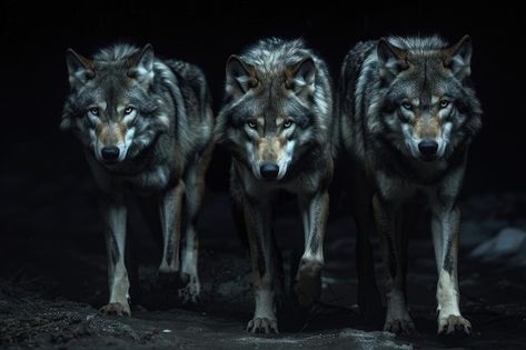 Photo three wolves marching together | Premium Photo #Freepik #photo 3 Wolves, Three Wolves, Wolf Tattoo, Premium Photo, Wolves, Graphic Resources