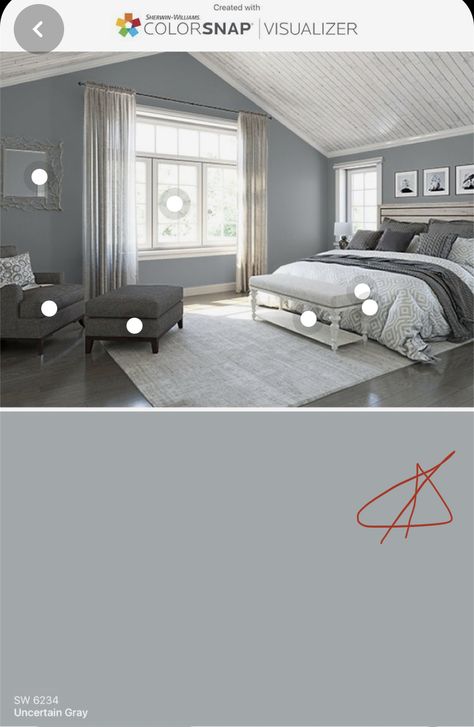 Gray Bedroom Walls, Grey Bedroom Furniture, Grey Accent Wall, Room Wall Colors, Grey Furniture, Beach Bedroom, Gray Bedroom, Grey Flooring, Master Bedrooms Decor