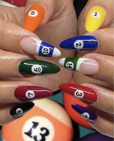 8ball Nails, Ball Nails, Pool Nails, 8ball Pool, Nail Envy, Dream Nails, Fire Nails, Funky Nails, Pretty Acrylic Nails