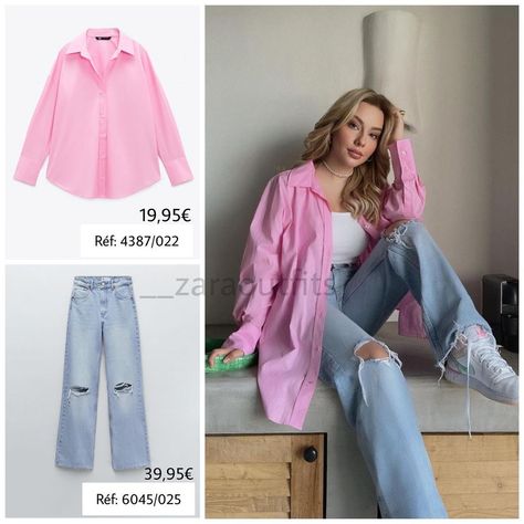 Pink Blouse Outfit, Poplin Shirt Outfit, Pink Shirt Outfit, Oversized Shirt Outfit, Zara Outfit, Cute Skirt Outfits, Outfit Layout, Looks Street Style, Casual Style Outfits