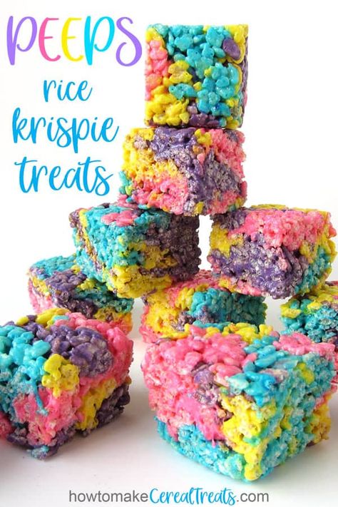 Easter Rice Crispy Treats, Peeps Dessert, Peeps Rice Krispie Treats, Treats For Easter, Peeps Treats, Rice Crispy Bars, Peeps Recipes, Easter Rice Krispie Treats, Peeps Marshmallow