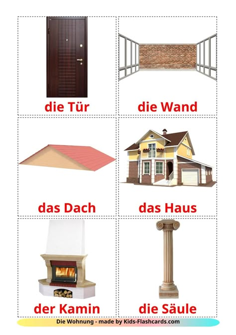 House Flashcards, German Flashcards, Flashcards For Toddlers, German Houses, Learning German, Real Images, Flashcards For Kids, German Language Learning, German Words