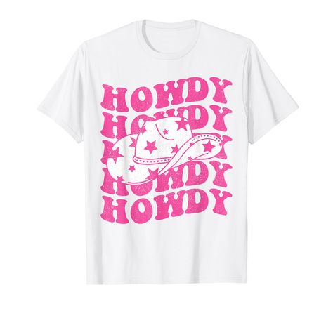 PRICES MAY VARY. Step out with this shirt with your cowgirl hats and boots during riding with horses with friends and family. Grab this cute Howdy tshirt pink white women with retro vintage style as a friendly greeting quote, and prove your Western American English accent. If you love western and Texas, then this cool country southern cowgirl design is especially for you! Nice gift idea for Christmas, birthday, or Thanksgiving for your Texan family members, friends, and cowboy mom, sister, women Rodeo Cowgirl, Texas Shirts, Country Girl Quotes, Pink Cowgirl, Country Girl Style, Party Pants, Western Girl, Cowgirl Hats, Retro Vintage Style