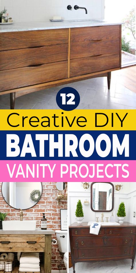 Bureau Bathroom Vanity, Bathroom Vanity Diy Plans, Make Your Own Bathroom Vanity, Repurposed Furniture Bathroom Vanity, Diy Vanity Top, Vanity Diy Ideas, Homemade Vanity Ideas, Diy Vanity Ideas, Bathroom Vanity Plans