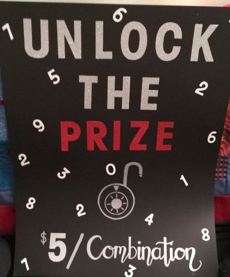 Unlock the prize game sign for Stag & Doe  Guests buy a combination with the hopes that theirs will be the one to unlock the prize Raffle Games For Adults, Stag And Doe To Do List, Casino Night Fundraiser Games, Stag And Doe Themes Casino Night, Casino Fundraiser Games, Buck N Doe Games, Stag And Doe Ideas Games, Auction Games Fundraising Events, Fundraising Game Ideas