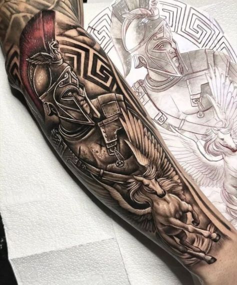 Flying Phoenix Tattoo, Viking Tattoos For Men, Warrior Tattoo Sleeve, Gladiator Tattoo, Egyptian Tattoo Sleeve, Spartan Tattoo, Wolf Tattoo Sleeve, Knight Tattoo, Last Kingdom