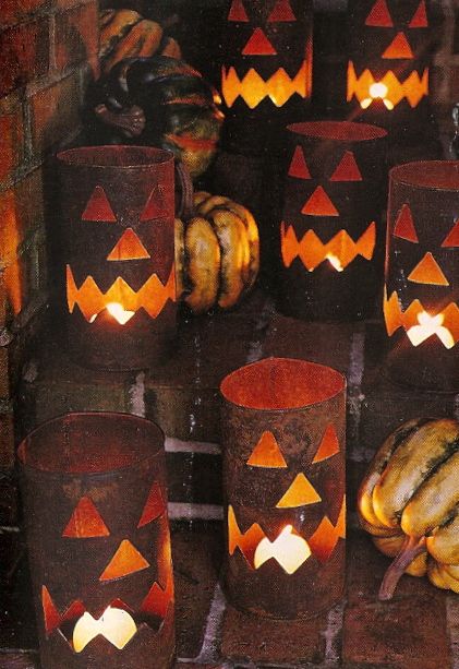 Jack O cans Halloween Decorations Ideas, Easy Halloween Decorations, Primitive Halloween, Fun Halloween Decor, Halloween Decorations Indoor, Primitive Crafts, Halloween Inspiration, Can Crafts, Halloween Hacks