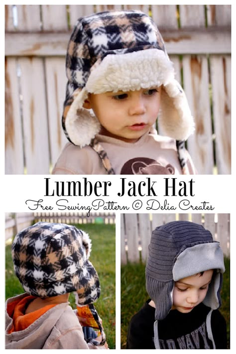 DIY Fabric Jack Hat Free Sewing Patterns | Fabric Art DIY Bear Hat Pattern Sewing, Lumber Jack Hat, Boy Sewing Patterns Free, Sew A Beanie Hat, Baby Winter Hat Sewing Pattern, Patterns For Hats Sewing, Fleece Hat With Earflaps Free Pattern, Sewing Winter Projects, Fabric Beanie Hat Pattern