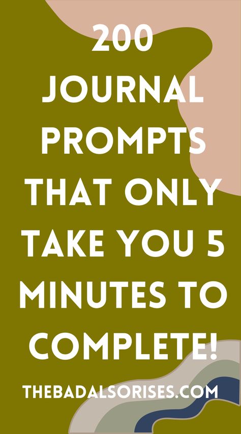 Discover the ultimate collection of 200 thought-provoking journal prompts, designed to inspire personal growth and introspection. Start a fulfilling journaling journey and transform your life in just 5 minutes a day! Journal List Prompts, Personal History Journal Prompts, 10 Minute Journal Prompts, 3rd Grade Journal Prompts, Thought Provoking Journal Prompts, Five Minute Journal Prompts, Random Journal Prompts, 5 Minute Journal Prompts, 5 Minute Journal Writing Prompts