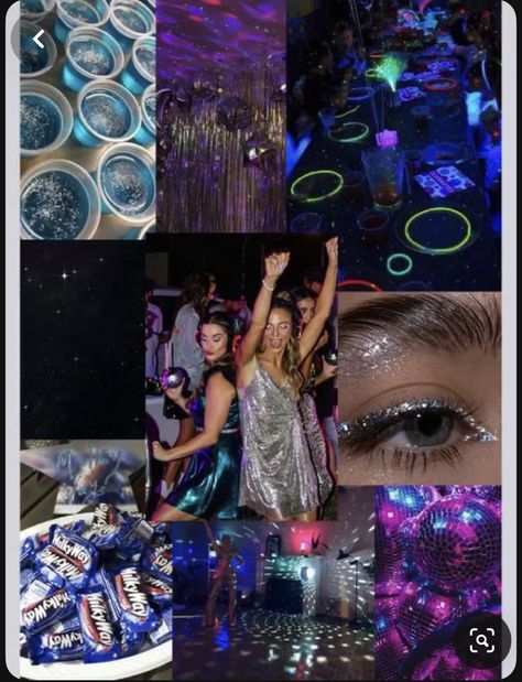 Space Theme Party Outfit College, Sparkly Bday Party, Space Theme Party Aesthetic, Space Themed 21st Birthday Party, Intergalactic Party Theme, Cosmic Disco Party, Gemini Birthday Party Theme, Space Themed Birthday Party Outfit, Clubbing Party Theme