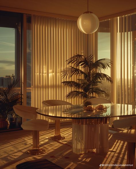 80s Dining Room Aesthetic, 80s Italian Interior Design, Post Modern Home Decor, 90s Post Modern Interior Design, 70s Hotel Aesthetic, 80s Florida Interior, 80s Retro Decor, 1980s Miami Aesthetic, 80s Dining Table