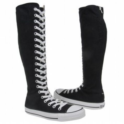 Converse Knee High Boots Knee High Sneakers, White Dress Shoes Men, Knee High Converse, Converse Style Women, Converse Boots, Black White Canvas, White Canvas Shoes, Best Gifts For Girls, Star Boots