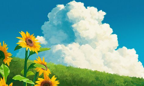 ArtStation - Clouds from My Neighbor Totoro, Gavryl . Aesthetic Backgrounds Horizontal, Background Horizontal, Studio Ghibli Background, Ghibli Artwork, Cute Desktop Wallpaper, Studio Ghibli Art, Ghibli Art, My Neighbor Totoro, Cute Backgrounds