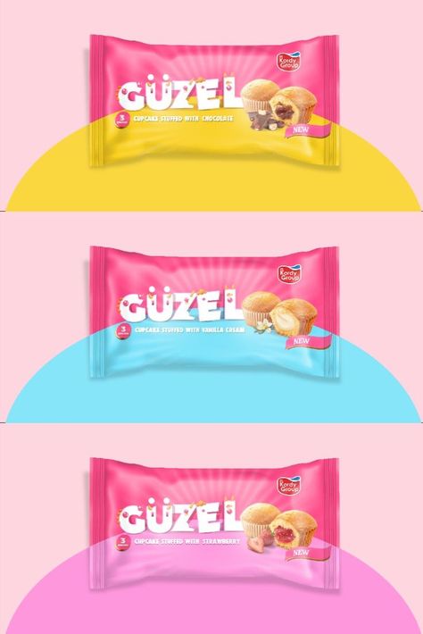 Güzel cupcake packaging design, FMCG package by Marklinica Packaging Design Candy, Candy Package Design, Cupcake Packaging Design, Candy Packaging Ideas, Cupcakes Packaging, Cookie Packaging Design, Biscuit Packaging Design, Cake Packaging Design, Candy Packaging Design