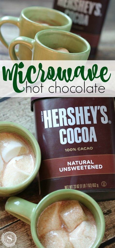 Microwave Hot Chocolate Recipe for a quick and easy Hot Drink Recipe! Microwave Hot Chocolate, Desserts Recipes Easy, Easy Holiday Drinks, Recipes Easy Quick, Hot Drinks Recipes, Chocolate Recipes Easy, Hot Cocoa Recipe, Chocolate Drink, Hot Chocolate Recipe