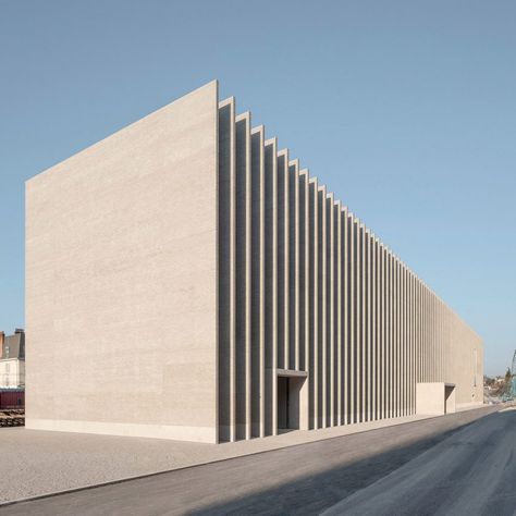 Vertical Lines In Interior Design, Fine Arts Museum, Monumental Architecture, Grey Brick, Brick Facade, Minimalist Architecture, Arched Windows, Industrial Buildings, Facade Architecture