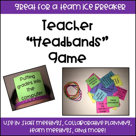 Teacher Headbands, Teacher Team Building Activities, Teacher Team Building, Teacher Games, Teacher Morale, Faculty Meetings, Staff Meeting, Morale Boosters, Staff Morale