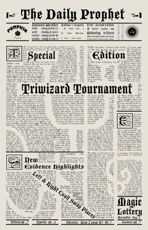 Harry Potter Props Harry Potter Newspaper, Newspaper Display, Poster Harry Potter, Harry Potter Scrapbook, Classe Harry Potter, Harry Potter Props, Imprimibles Harry Potter, Triwizard Tournament, Harry Potter New