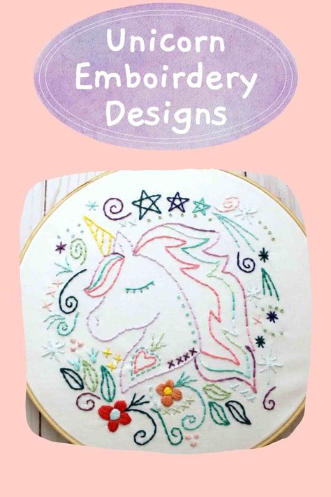 Hand Embroidery Unicorn, Unicorn Embroidery Design, Embroidery Unicorn, Embroidery Floss Storage, Embroidered Unicorn, Unicorn Template, Unicorn Christmas Ornament, Unicorn Embroidery, Animal Embroidery Patterns