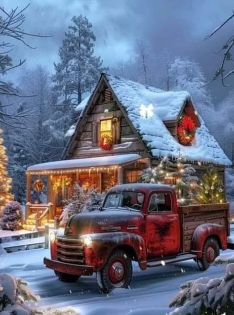 Truck Photography, Winter Stickers, Light Pictures, Automobile Advertising, Christmas Red Truck, Christmas Scenery, Christmas Phone Wallpaper, Watercolor Christmas Cards, 50 Christmas