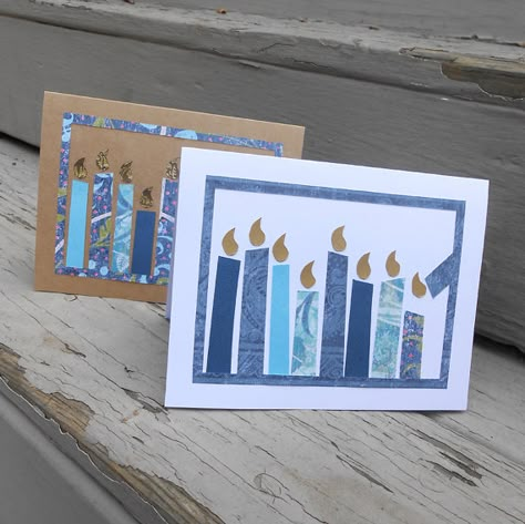 Simple_ Handmade_ Hanukkah_ greeting _cards__29 Happy Hanukkah Handmade Cards, Stampin Up Hannukah Cards, Handmade Hanukkah Cards, Hanakkuh Cards, Hannakah Cards, Hanukkah Cards Handmade, Chanukah Cards, Hannukah Crafts, Jewish Holiday Cards