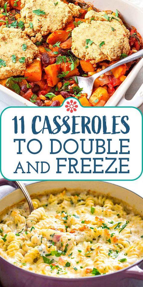 11 Casseroles to Double and Freeze! Get ahead of the game with these 11 incredible casseroles. They are freezer-friendly, make-head magic meal ideas. Keep one for yourself and give one to someone else. #casseroles #freezermeals #mealprep #simplyrecipes Freezer Meals Meal Prep, Meals That Are Easy To Freeze, Daycare Freezer Meals, Freezer Batch Cooking Meal Ideas, Meals To Make To Freeze, Meals To Put In Freezer, Make Ahead Meals To Take To Someone, Soup Kitchen Meal Ideas, Good Frozen Meals