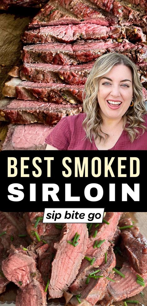 Smoking top sirloin steak in the pellet grill is a fast and easy recipe. You can use a simple dry BBQ rub, or opt for my smoked sirloin steak marinade to load up the favor and make the beef extra tender. Let’s smoke it! | sipbitego.com Smoked Sirloin Steak, Pellet Smoker Turkey, Sirloin Marinade, Sirloin Steak Marinade, Top Sirloin Recipes, Top Sirloin Steak Recipe, Sirloin Steak Recipe, Smoker Turkey, Sirloin Recipes