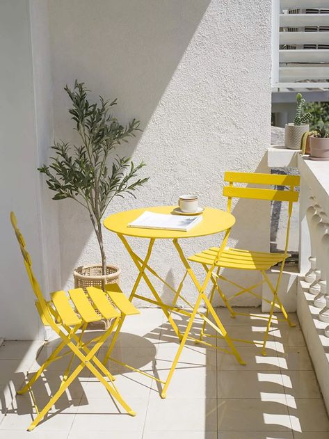 15 Bistro Sets That Make the Most of Small Spaces | Architectural Digest Bistro Patio Set, 3 Piece Patio Set, Balcony Chairs, Backyard Lawn, Bistro Table Outdoor, Porch Balcony, Outdoor Tables And Chairs, Outdoor Bistro Set, Balcony Furniture