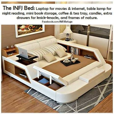 ''The INFJ Bed'' source: INFJ Refuge.. infj. c'est moi. mcr Cheap Bedroom Furniture Sets, Queen Size Storage Bed, Tatami Bed, Double Bed With Storage, Cheap Bedroom Furniture, Dream Bedrooms, Murphy Bed Ikea, Son Bedroom, Modern Beds