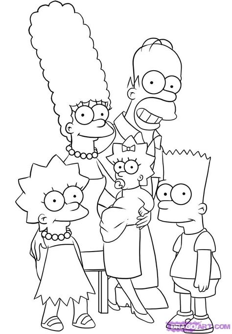 Simpsons Coloring Pages, Bart Simpson Drawing, The Simpsons Family, Simpsons Drawings, Family Coloring Pages, Simpsons Art, Family Drawing, Detailed Coloring Pages, Family Coloring