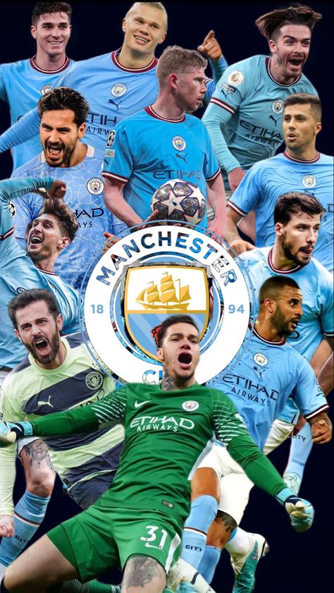 Football Wallpaper Man City, Man City Collage, Manchester City Logo Wallpapers, Man City, Football Wallpaper Manchester City, Man City Squad, Manchester City Team Photo, Man City Team, Squad Photos