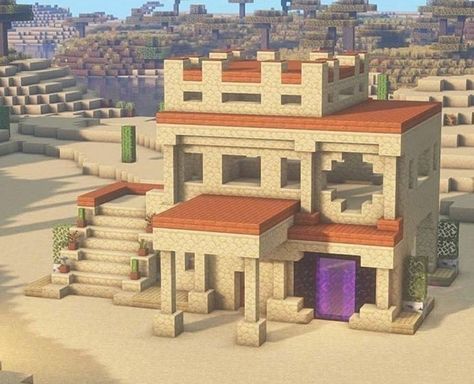 Minecraft Desert House, Egyptian House, Minecraft Survival House, Sand Village, Minecraft Desert, Minecraft Small House, Construction Minecraft, Survival House, Capas Minecraft