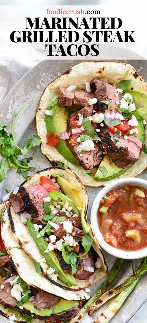 Mexican Barbecue Recipes, Flat Iron Steak Tacos Recipes, Grilled Steak Tacos Recipes, Flat Iron Steak Recipe, Filet Mignon Tacos, Flat Meat Recipes, Flat Iron Recipes, Flat Iron Steak Tacos, Sirloin Steak Tacos Recipes