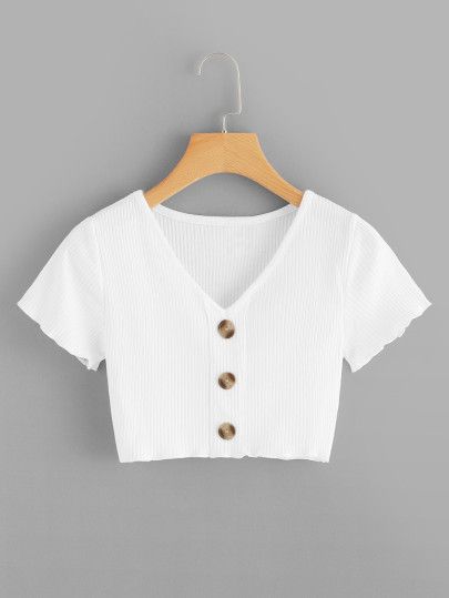 Shop Single Breasted Ribbed Crop Top online. SheIn offers Single Breasted Ribbed Crop Top & more to fit your fashionable needs. Crop Tops For Kids, Middle Child, Crop Top Outfits, Ribbed Crop Top, Cute Crop Tops, Cropped Tops, Tween Outfits, Girls Fashion Clothes, Teen Fashion Outfits