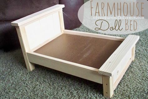 DIY Farmhouse Doll Bed for American Girl Dolls Doll Bed Diy, American Girl Doll Bed, Girls Furniture, Baby Doll Bed, Farmhouse Bed, American Girl Diy, Куклы American Girl, American Girl Doll Furniture, American Girl Doll Diy