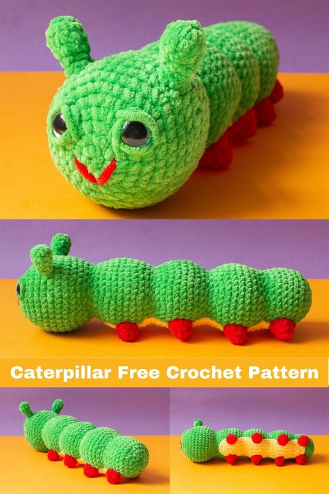 Amigurumi Free Pattern Caterpillar, Crochet Bug Amigurumi, Caterpillar Sewing Pattern, Crochet Catipillar, Free Caterpillar Crochet Pattern, Crochet Catipillar Free Pattern, Easy No Sew Amigurumi, Bugs Crochet Pattern Free, Free Bug Crochet Pattern