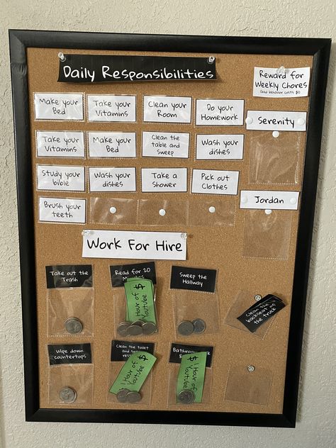 Chore Charts With Money, Command Center Chore Chart, Chores Money Chart, Kid Chores For Money, Chore Money Chart, Kids Earn Money Ideas Chore List, Chore Chart With Money Reward System, Chore Chart Ideas Diy, Chores To Do For Money