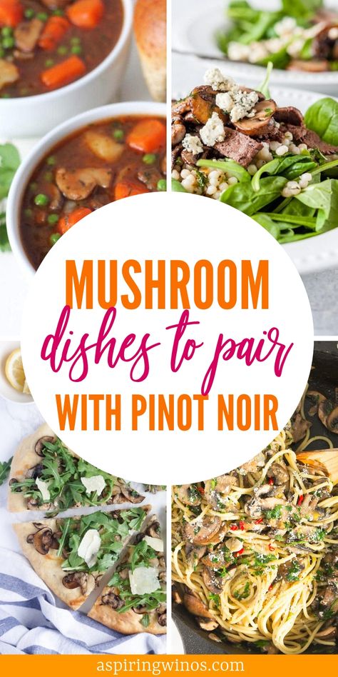 Must-Make Mushroom Recipes for Your Next Wine Tasting Party | #mushroom recipes | This is exactly how to pair food with pinot noir, a delightful red wine that develops mushroom and vegetal notes with age. Pinot Noir pairings can accentuate the aged characteristics. Pinot is a delicate wine that can be easily overpowered by food. #pinotnoir | #winepairing #recipes #winetasting #party via @aspiringwinos Pinot Noir Appetizer Pairing, Pinot Noir Pairing, Pinot Noir Food Pairing, Best Mushroom Recipes, Mushroom Bruschetta Recipe, California Recipes, Mushroom Dishes, Best Mushroom Recipe, Vegan Mushroom Stroganoff