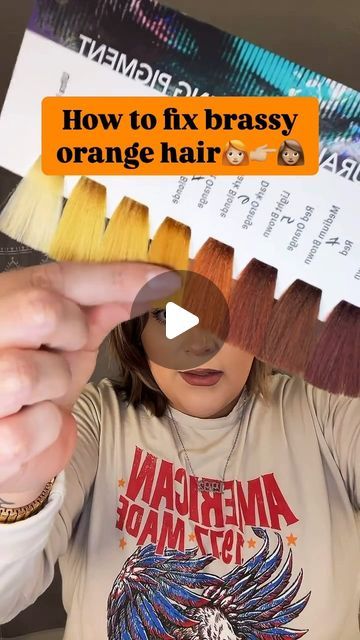 Isa🇲🇽Hair Education on Instagram: "SAVE this if you need help finding the right toner for ORANGE brassy hair👩🏼‍🦰👉🏼👩🏽 

Color goes off a number system:
Dark orange👩🏼‍🦰 level 6
Light orange🍊 level 7

💡Toner will NEVER turn orange hair to blonde, only getting lighter to yellow, pale yellow, or gold can be toned to blonde💁🏼‍♀️👉🏼👩🏼‍🦳 

#brassyhair #toninghair #howtotonehair #brassyhairfix #orangehair #hairtoning" Orange To Blonde Hair Color Correction, How To Fix Orange Hair After Bleaching, Toning Orange Brassy Hair, Dark Toner For Blonde Hair, Hair Toner Colors, Tone Orange Hair, Toner For Orange Hair, Level 7 Hair Color, Brassy Hair Color