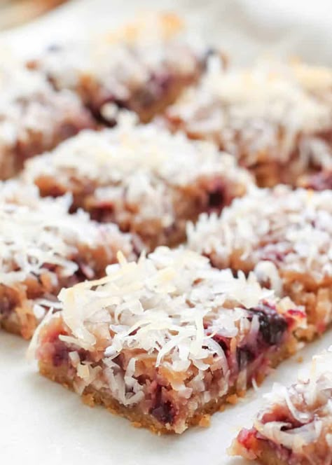 Cherry Coconut Bars {traditional and gluten free recipes} Cherry Recipes Fresh, Frozen Cherries Recipes, Dried Cherries Recipes, Cherry Coconut Bars, Dried Cherry Recipes, Coconut Shortbread, Cherry Recipe, Cherry Recipes Dessert, Gluten Recipes