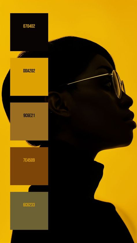 Colors:
070402 ° DDA202 ° 9C6E21 ° 7E4509 ° 6C6233 Shadowed Face, Silhouette Of A Person, Procreate Color Palettes, Orange Color Combinations, Flat Color Palette, Yellow Palette, Procreate Color Palette, Website Color Palette, Color Design Inspiration