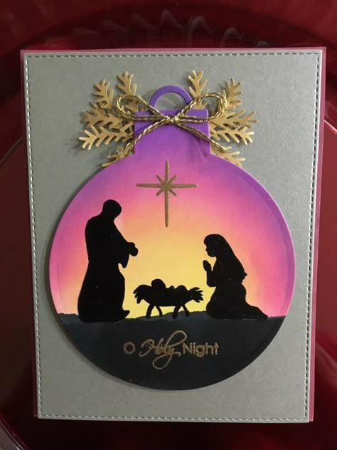 Splitcoaststampers Nativity Silhouettes Christmas Card Nativity Scene Silhouette Christmas Cards, Simple Nativity Christmas Cards, Christmas Cards With Nativity Scene, Nativity Scene Cards Diy, Christmas Card Nativity Scene, Nativity Cards Christmas Handmade, Manger Christmas Cards, Spellbinders Rejoice Nativity Cards, Simple Christian Christmas Cards