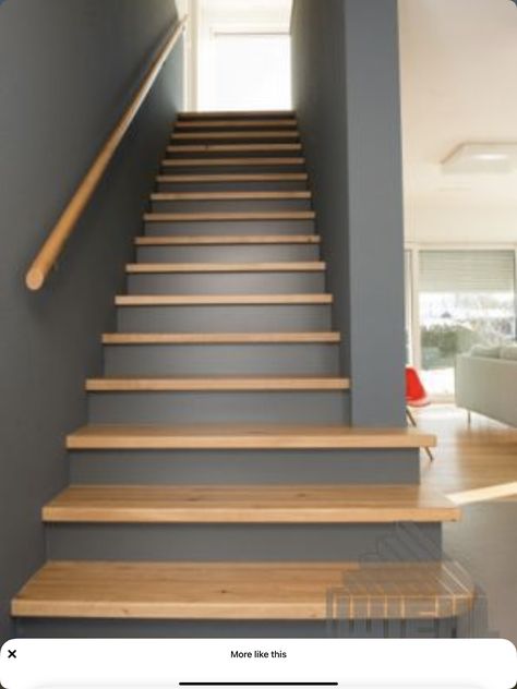 Stair Case Colour Ideas, Small Staircase Ideas Decor, Stairs Case Design, Small Staircase Ideas, Case Design Ideas, Basement Staircase, Stairs Colours, Straight Stairs, Home Interior Ideas