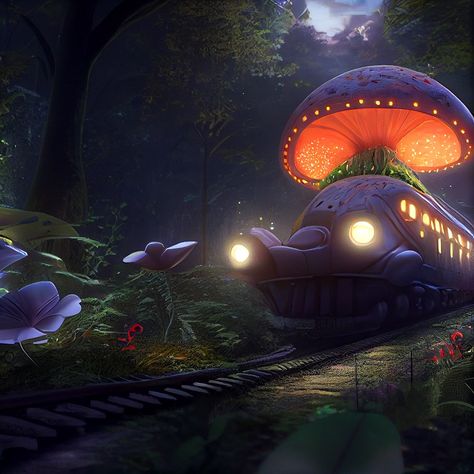 Train Magic Train Fantasy Art, Fantasy Train, Futuristic Train, Fantasy Vehicles, Vehicle Concept, Nature City, Alien Planet, Futuristic Art, Game Concept