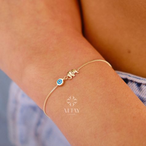 Good Luck Charm Bracelet, Elephant Bracelet Gold, Elephant Charm Bracelet, Dainty Gold Chain, Bracelet Evil Eye, Animal Bracelet, Elephant Ring, Women Bracelets, Good Luck Bracelet